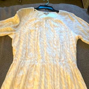 Light peach color with off white dress. Perfect for church or brunch!